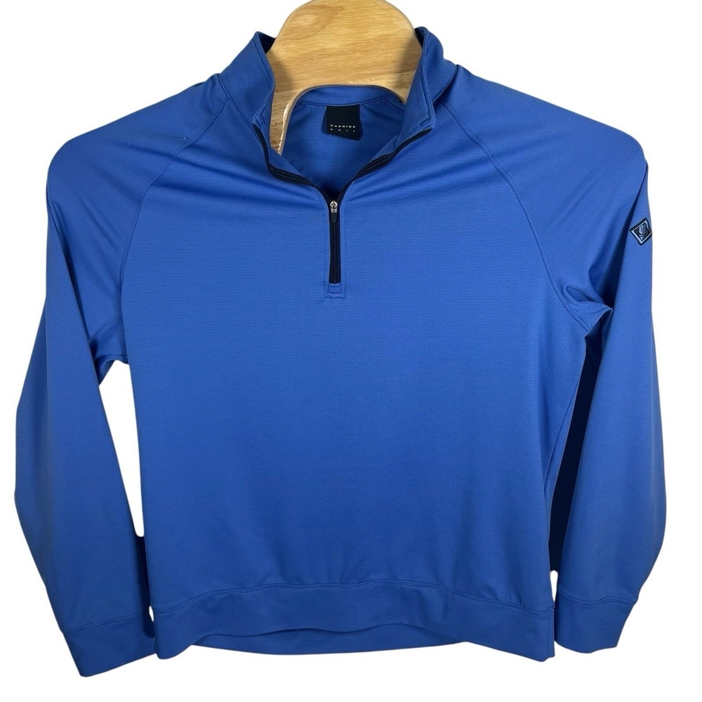 Dunning Golf Men Medium Blue 1/4 Zip Mock Neck Long Sleeve Pullover